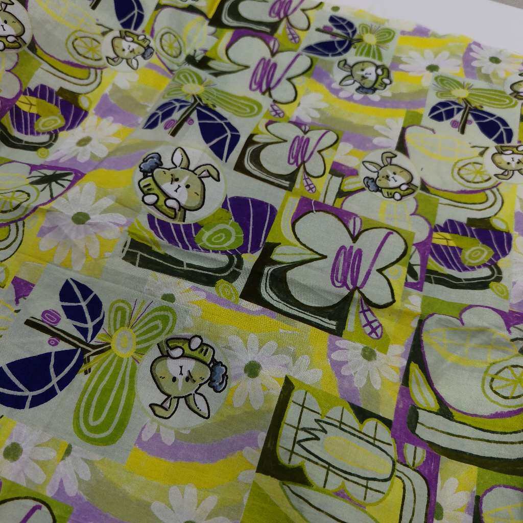 绿色兔子印花涂鸦风 3米弹力府绸柔软透气,服饰配件/皮带/帽子/围巾,围巾/丝巾/披肩,淘宝优惠券,粉丝福利购,淘宝优惠卷