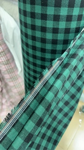 斜纹黑绿朝阳格衬衣裙子裤 子连衣裙纯棉布料手工长3米宽1.45米