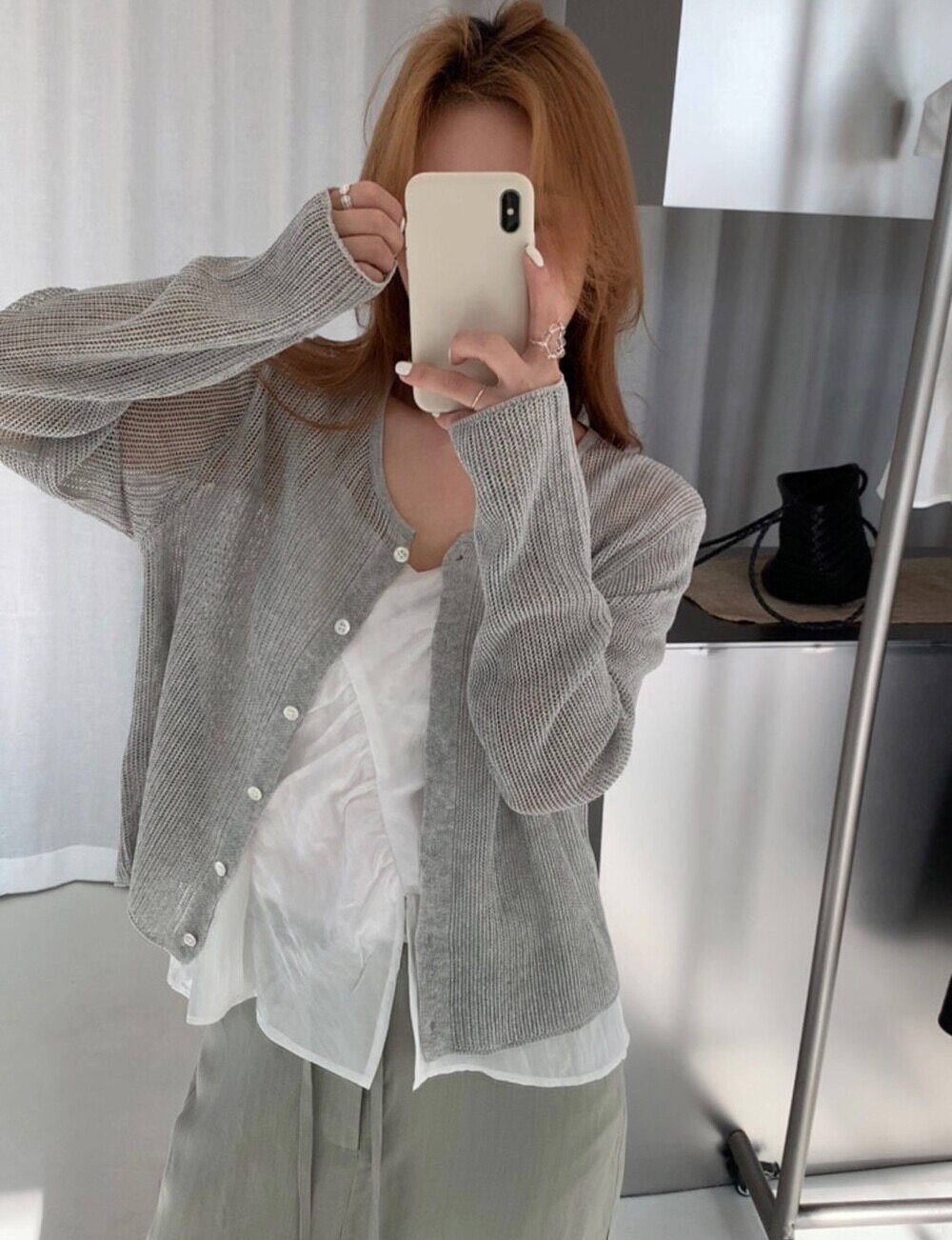 ATELIER BLANC韩系简约单排扣圆领亚麻针织开衫女薄长袖防晒上衣