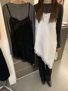 韩系蕾丝拼接吊带背心女2025秋冬新款叠穿百搭打底上衣