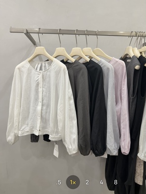 LOW FLAT 韩代圆领麻料防晒外套女宽松慵懒风透气短款开衫上衣