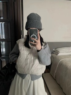 LOW 韩代简约立领排骨羽绒服马甲女高级感90绒外穿背心外套 FLAT