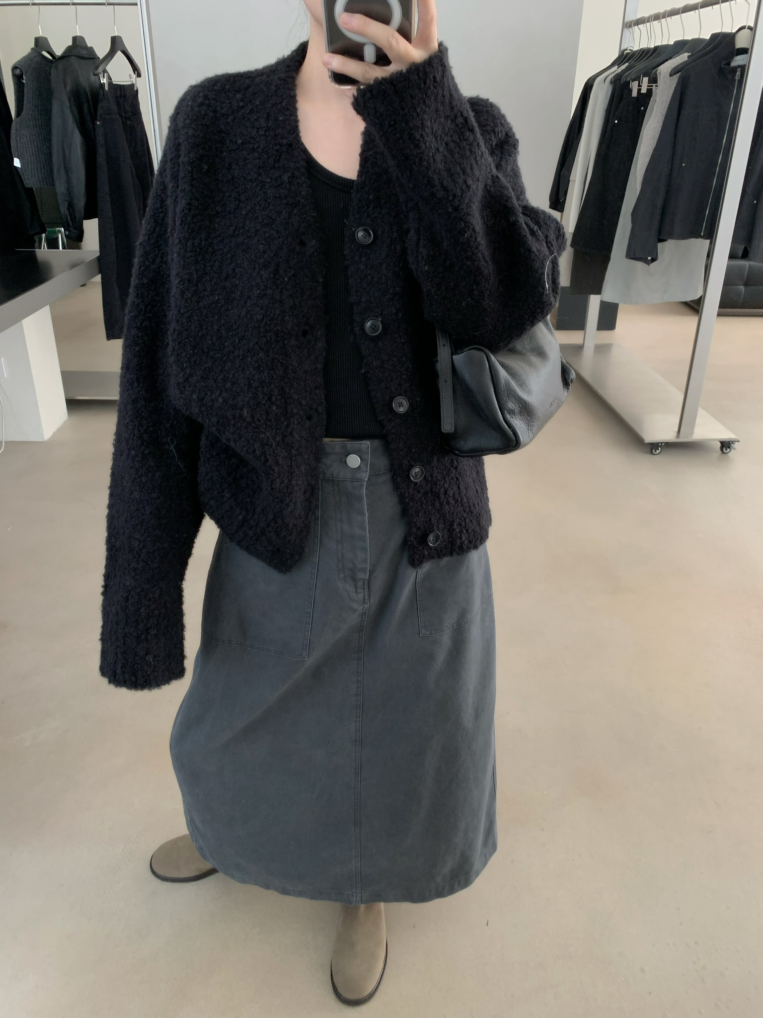 LOW FLAT韩代时髦圈圈毛V领毛衣外套慵懒风针织开衫女外穿秋冬季