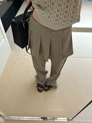 VERSO韩代设计款重工可拆卸屁帘直筒裤女2026新款时髦气质西装裤