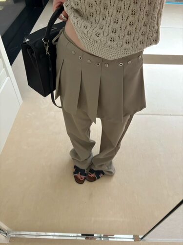 VERSO韩代设计款重工可拆卸屁帘直筒裤女2026新款时髦气质西装裤