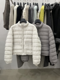 黑色保暖外套 90白鸭绒小立领排骨羽绒服女冬装 LOW FLAT韩系时尚