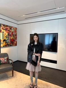 pu宽松休闲百搭 韩系复古翻领皮衣外套女2026春装 oker 章壳儿正品