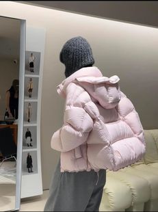 韩系90白鸭绒泡芙龟背连帽羽绒服女2025冬装 设计感豌豆保暖面包服