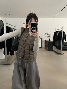 可外穿保暖90白鸭绒背心 韩系复古轻薄羽绒马甲女基础款 LOW FLAT