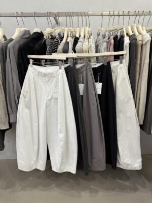 LOW FLAT 韩代经典神裤立体压线高腰气球裤女春装休闲长裤灯笼裤