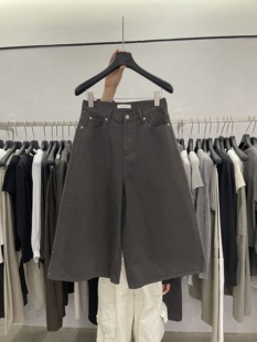 LOW FLAT韩系时髦高腰气质休闲七分裤女2025秋装显瘦直筒牛仔裤女