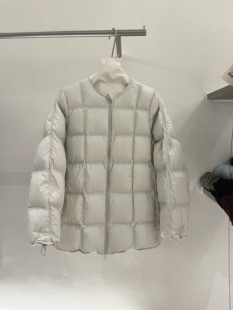 (匈牙利进口)90白鸭绒大方块羽绒服女保暖一手长外套圆领面包服冬