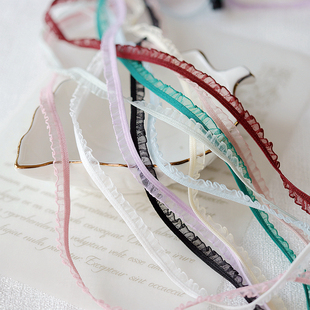 娃衣蕾丝花边辅料 精品纱多色哑光锦纶弹力褶边皱褶荷叶边松紧带