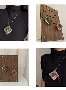 原创纯手工毛线编织复古可爱小书本创意百搭时尚项链樱桃挂件装饰