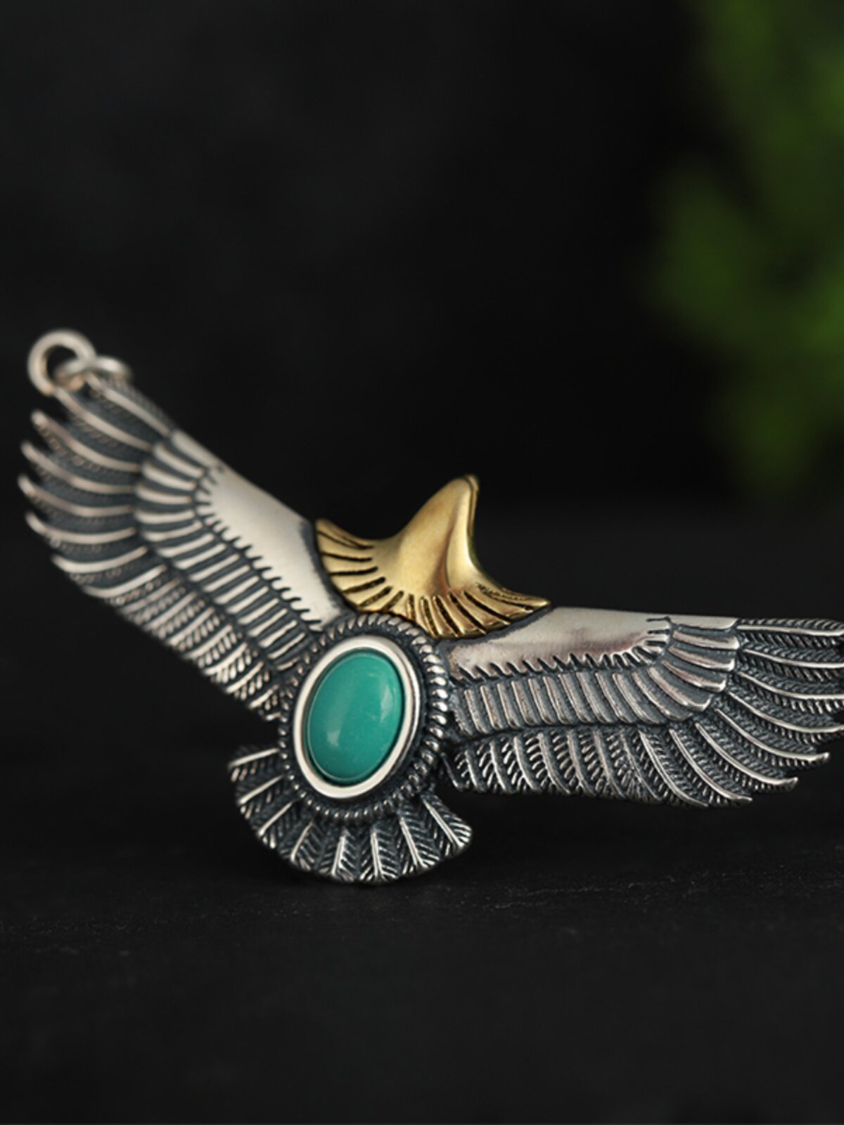 PINZHONG 청록색 상감 펜던트  천연 광석 청록색 독수리 오리지널 목걸이