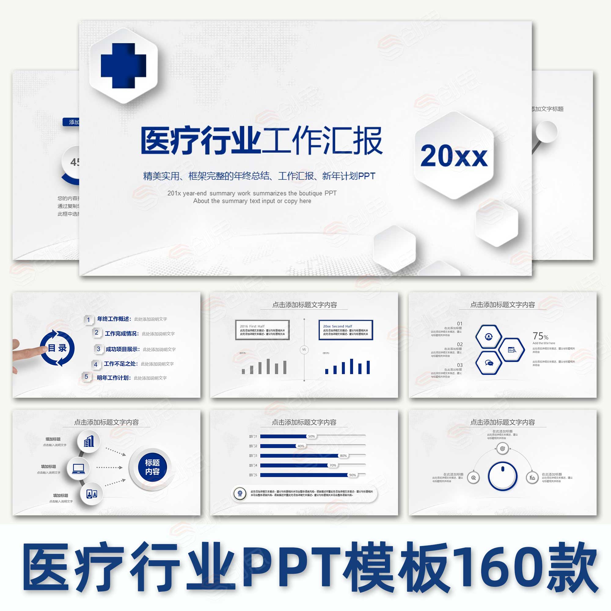 自动发货医学ppt模板课件高级感医疗医院护士护理卫生简约总结009