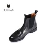 水洗皮马皮欧美风油蜡感中跟低帮切尔西靴女靴靴子皮靴2908