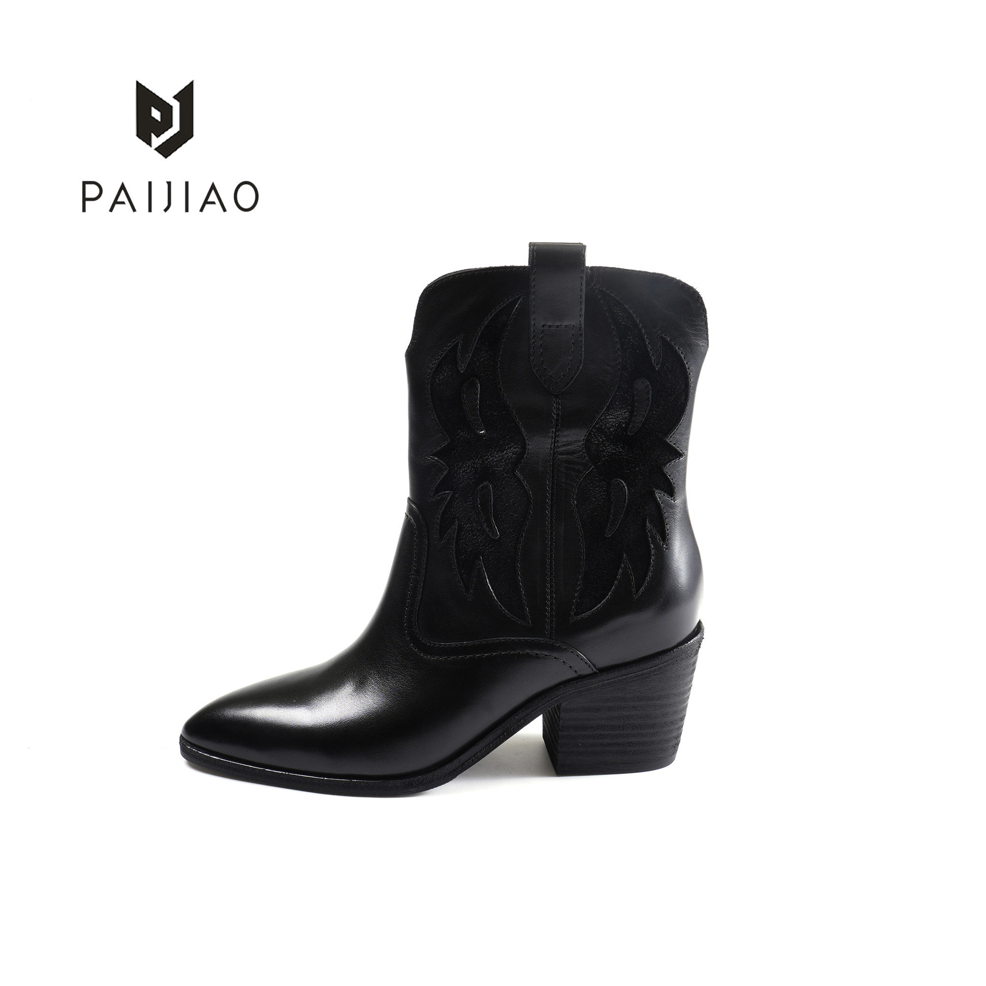 时装靴马皮低跟靴子复古秋冬女靴马靴中筒粗跟高跟女士XC2692-1