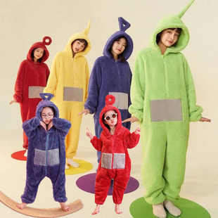 天线宝宝儿童男女情侣亲子卡通动漫连体睡衣男女家居服加大加胖演