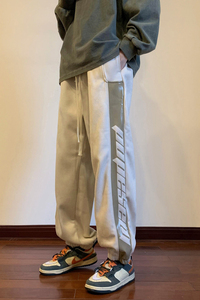 2022年冬装新品港风撞色长裤宽松加绒加厚学生休闲裤K1002J-P68男图片