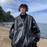 2025年秋季港风大码学生夹克宽松潮流机车风情侣皮衣男23061-P98，男装夹克，电商C213(原B265)