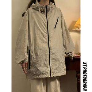 UPF50+！夏季港风大码户外皮肤衣美式宽松情侣防晒衣女7823-特P48,女装防晒衣,电商C213(原B265)