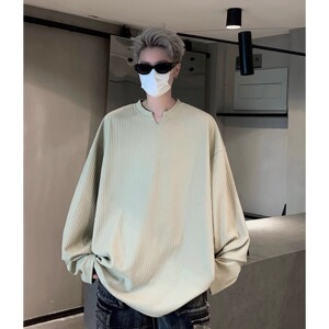 2025年秋季新款小V领卫衣肌理感宽松加厚打底衫男 7852加绒-特P30图片