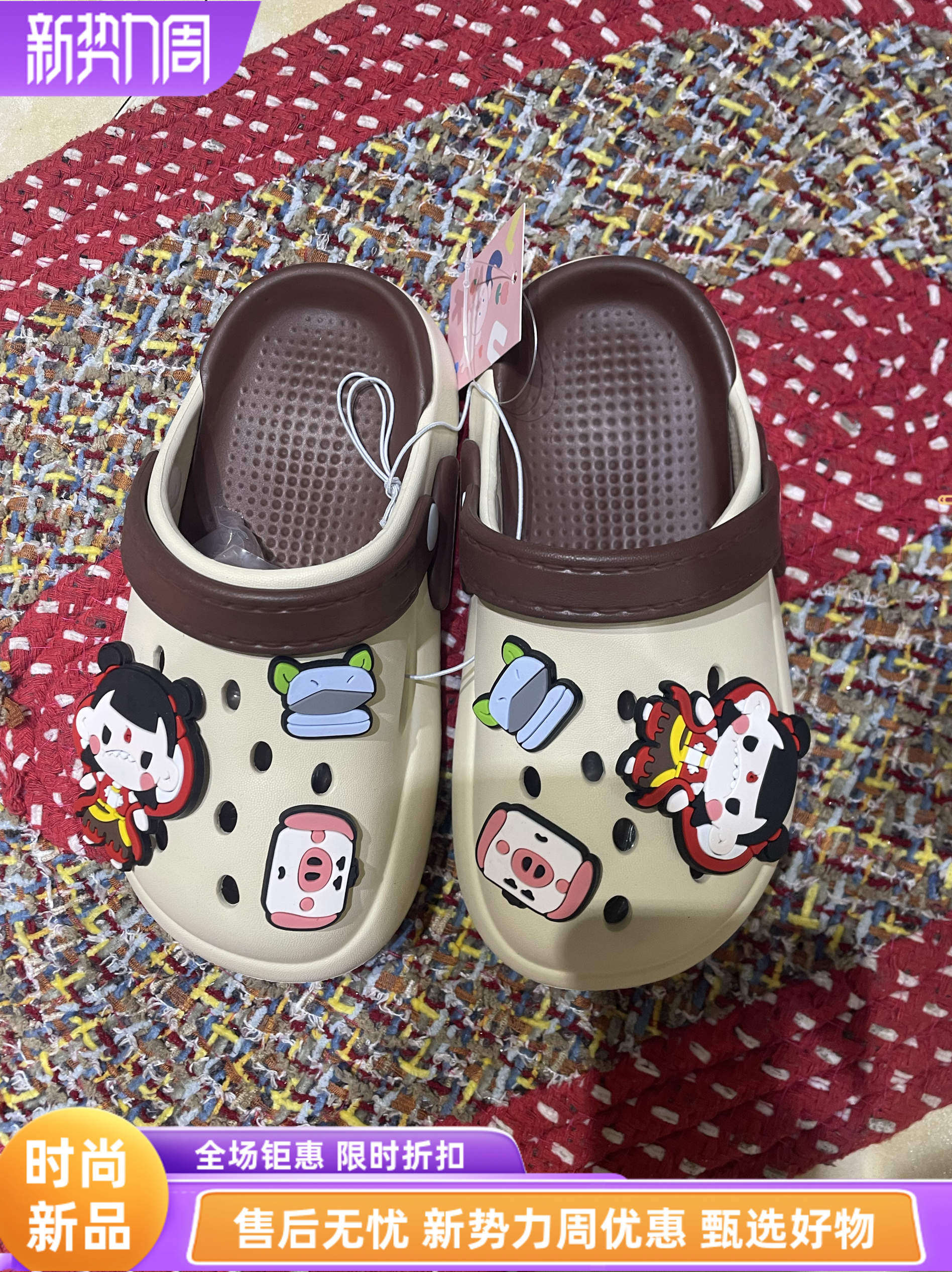 儿童洞洞凉拖鞋卡通库洛米居家室内宝宝包头EVA轻便防滑沙滩外穿