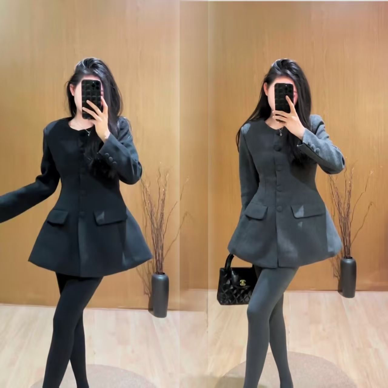 秋冬季时尚套装女加厚薄棉气质上衣外套显瘦短裤两件套洋气小香风