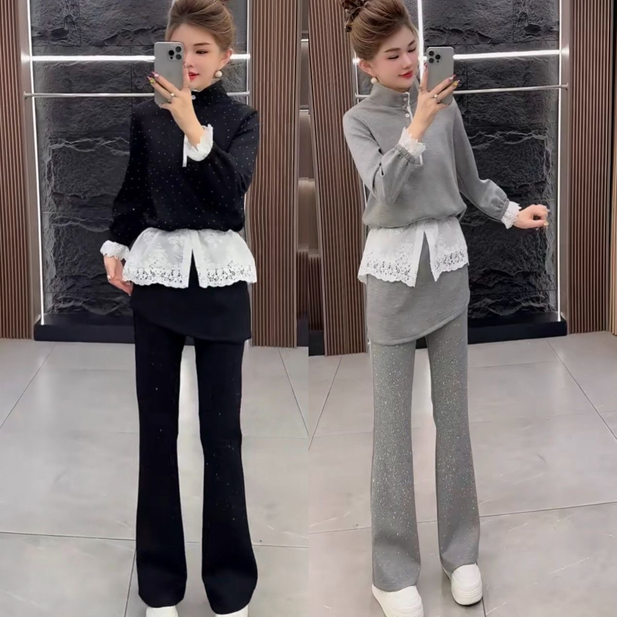 2026春秋新款时尚套装气质显瘦长袖拼接卫衣女上衣阔腿裤两件套,女装/女士精品,时尚套装,淘宝优惠券,粉丝福利购,淘宝优惠卷