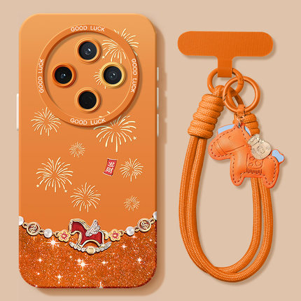 适用vivoy500pro手机壳y300gt新款y300硅胶y200挂绳y100i新年100t全包u79防摔u93s新年马烟花y55s女33保护套