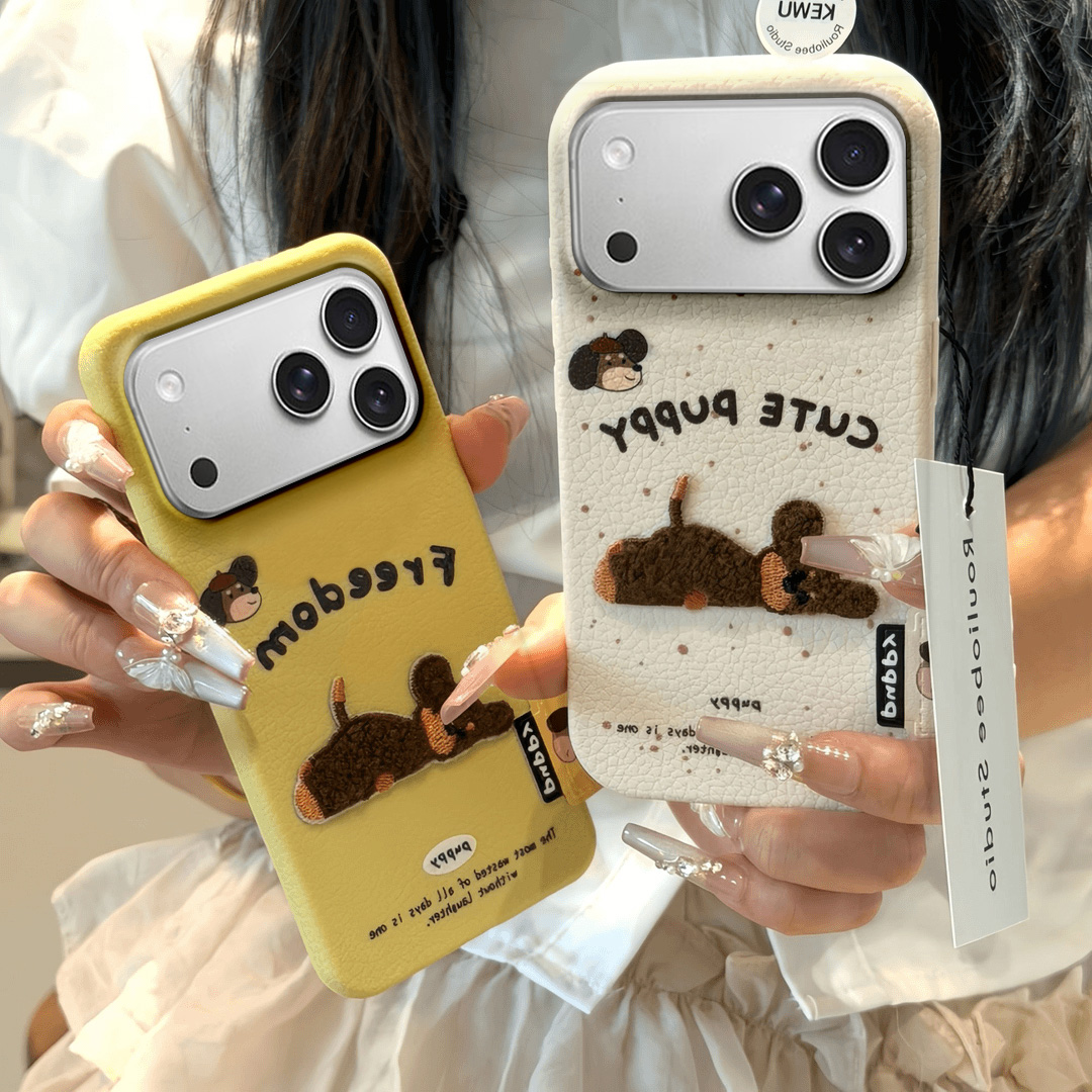 仿皮纹手感 硅胶软壳全包 刺绣卡通公仔