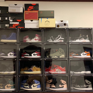 日式硬塑料磁吸侧开收纳卧室成人鞋子鞋盒收纳盒透明加厚鞋柜包邮