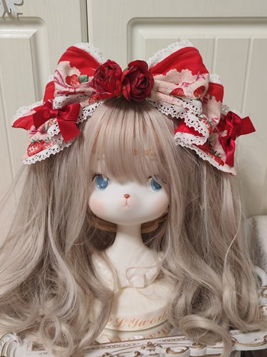 Lolita手作超大蝴蝶结古典玩偶草莓蛋糕公主新色手作花丸Kc