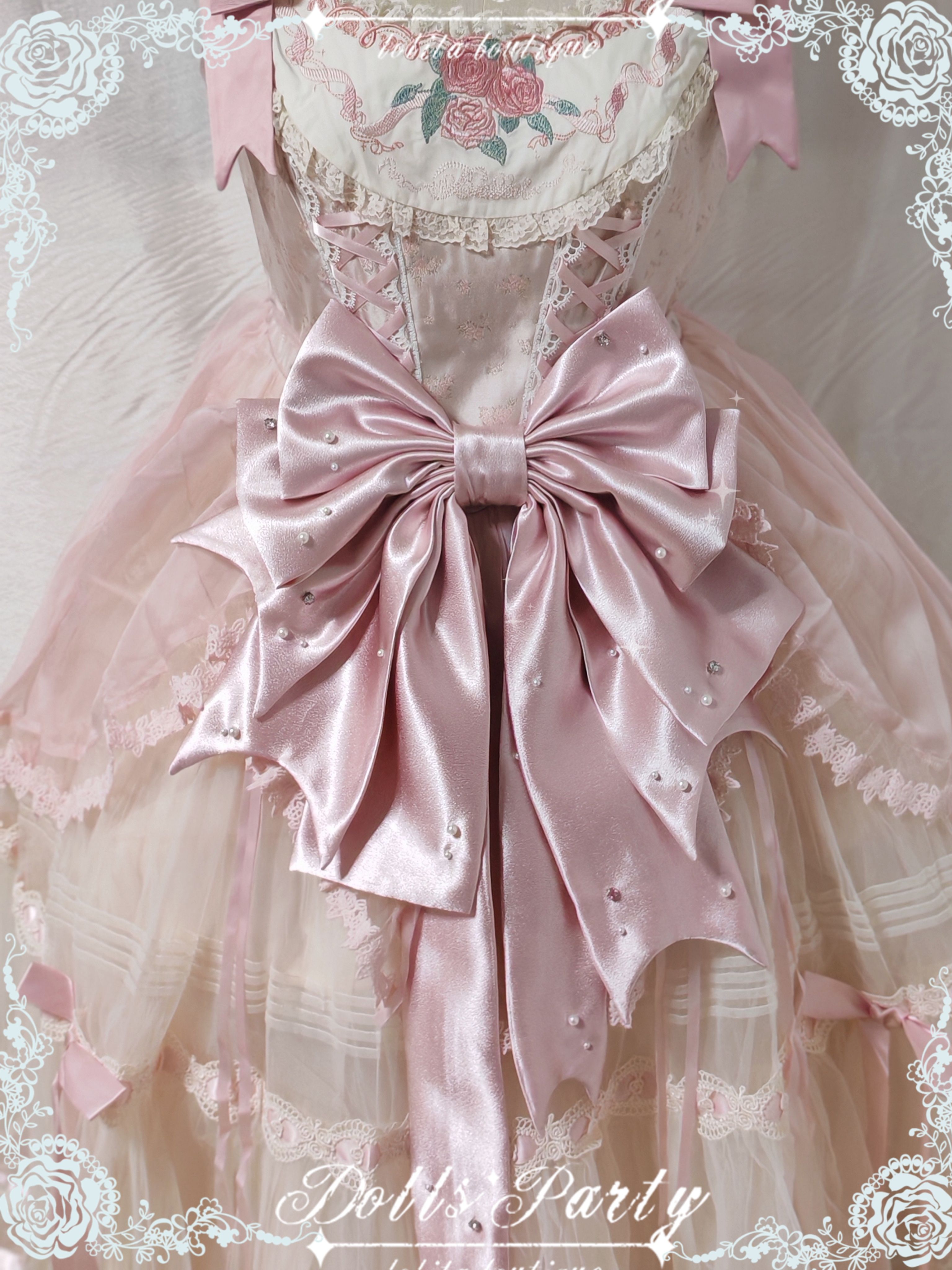 Lolita百搭缎面仿真丝免打蝴蝶结腰带kc发箍两用cla系丝缎芭蕾