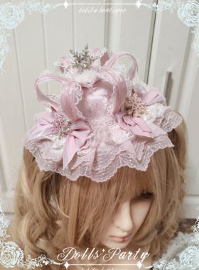 lolita原创圣诞g手作小物样布皇冠礼帽边夹粉白色华丽款支持改色
