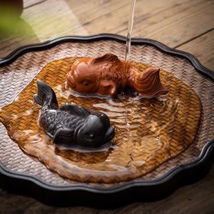 畅销走量年年有鱼紫砂鱼茶宠摆件精品可养个性 茶玩茶桌茶台具配件