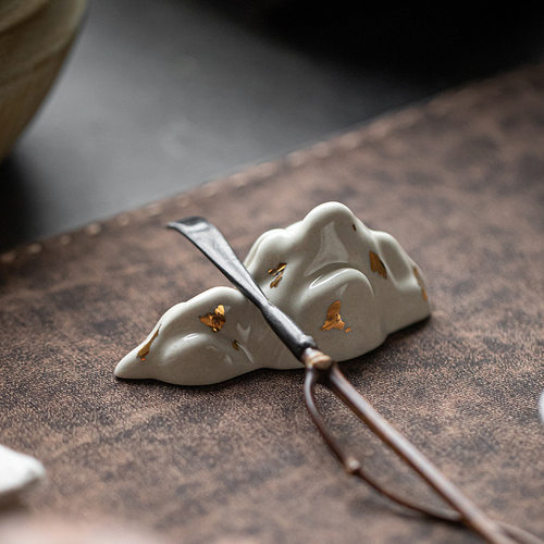 创意陶瓷笔搁茶枕头摆件毛笔笔架茶道配件高枕无忧文房小摆件