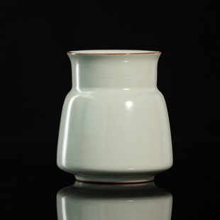 宋朴米黄汝窑茶道六君子套装黑檀木茶具茶道配件小花瓶花插毛笔筒