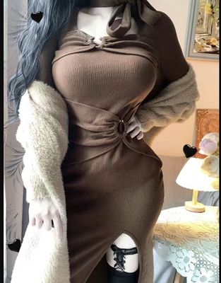 清晰甜美A字裙聚酯纤维纯色