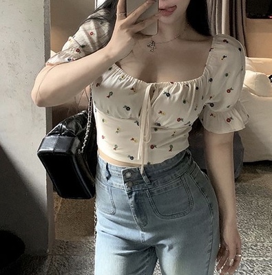 其他修身辣妹短袖聚酯纤维