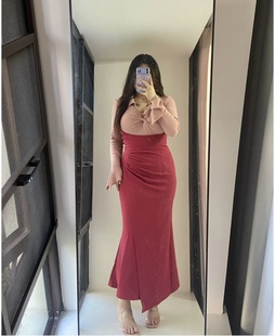 黑泽玄七大码胖mm纯欲风性感V领上衣紧身包臀鱼尾背带连衣裙套装