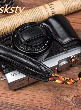 tusksty真皮相机手绳适用于富士莱卡挂绳索尼微单反防丢绳手腕带
