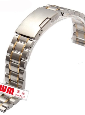 实芯精钢钢带 间金 18|20|22mm 全钢手表带 男 代用海鸥|卡西鸥表