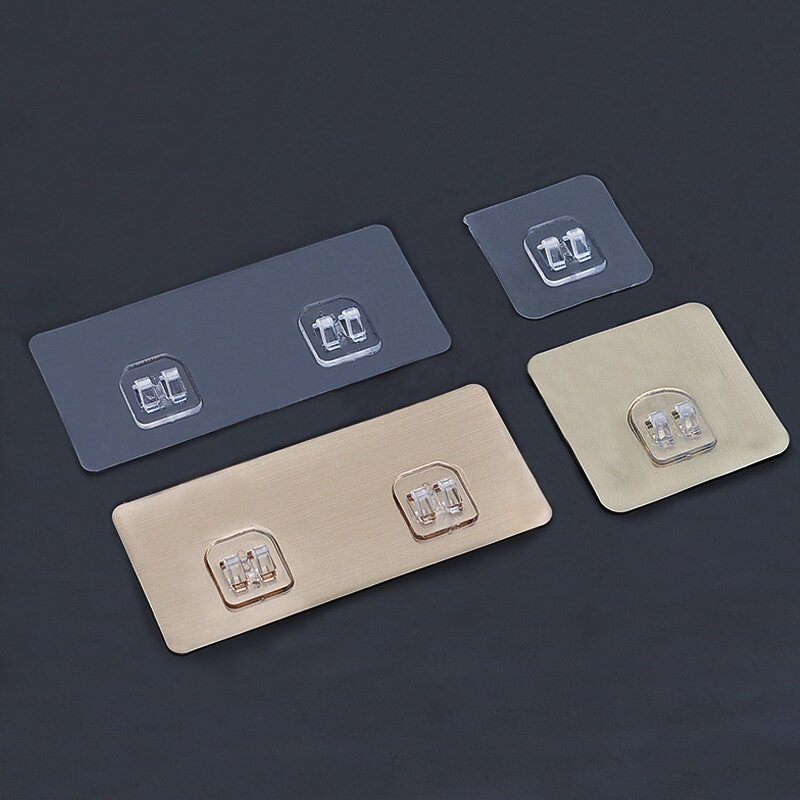 免打孔无痕贴卡扣不锈钢置物架爪扣强力透明拉丝无痕爪扣贴现货