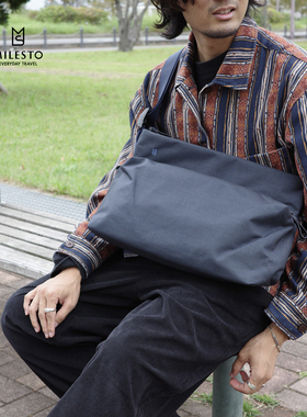 日本MILESTO轻奢潮牌 单肩斜挎后背包尼龙超轻14寸苹果电脑通勤包