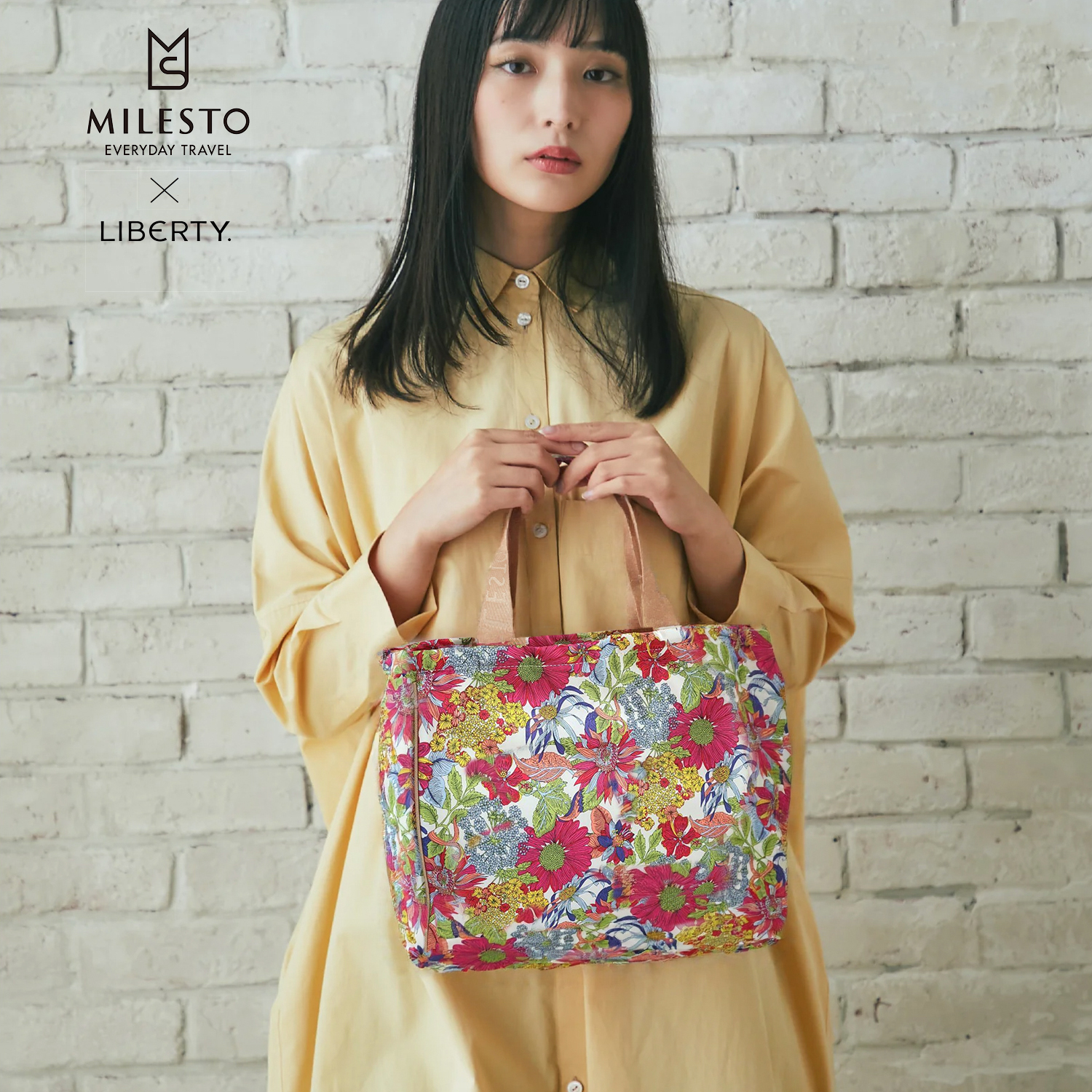 日本MILESTO LBERTY联名经典印花手提托特包时尚复古休闲百搭女包