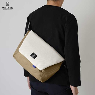 日本MILESTO小众潮牌斜挎后背包 男女尼龙布轻量休闲邮差包新品