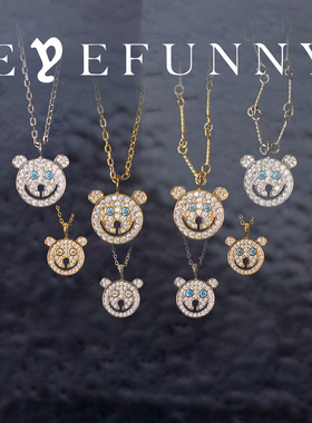 EYEFUNNY小熊镶钻男女吊坠项链潮