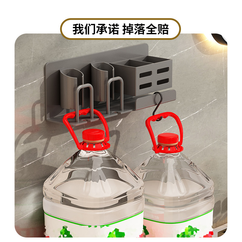 枪灰轻奢放电动牙刷牙膏置物架2023新款家庭套装免打孔壁挂漱口杯